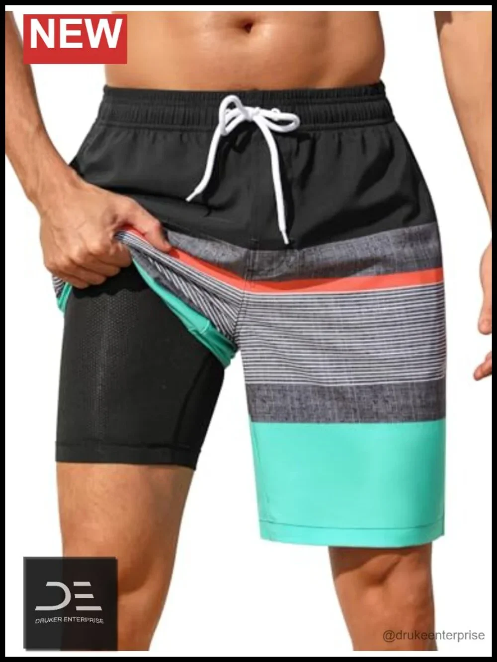 Mens Swim Trunks Quick Dry 9 Inch Beach Shorts with Zip Pockets